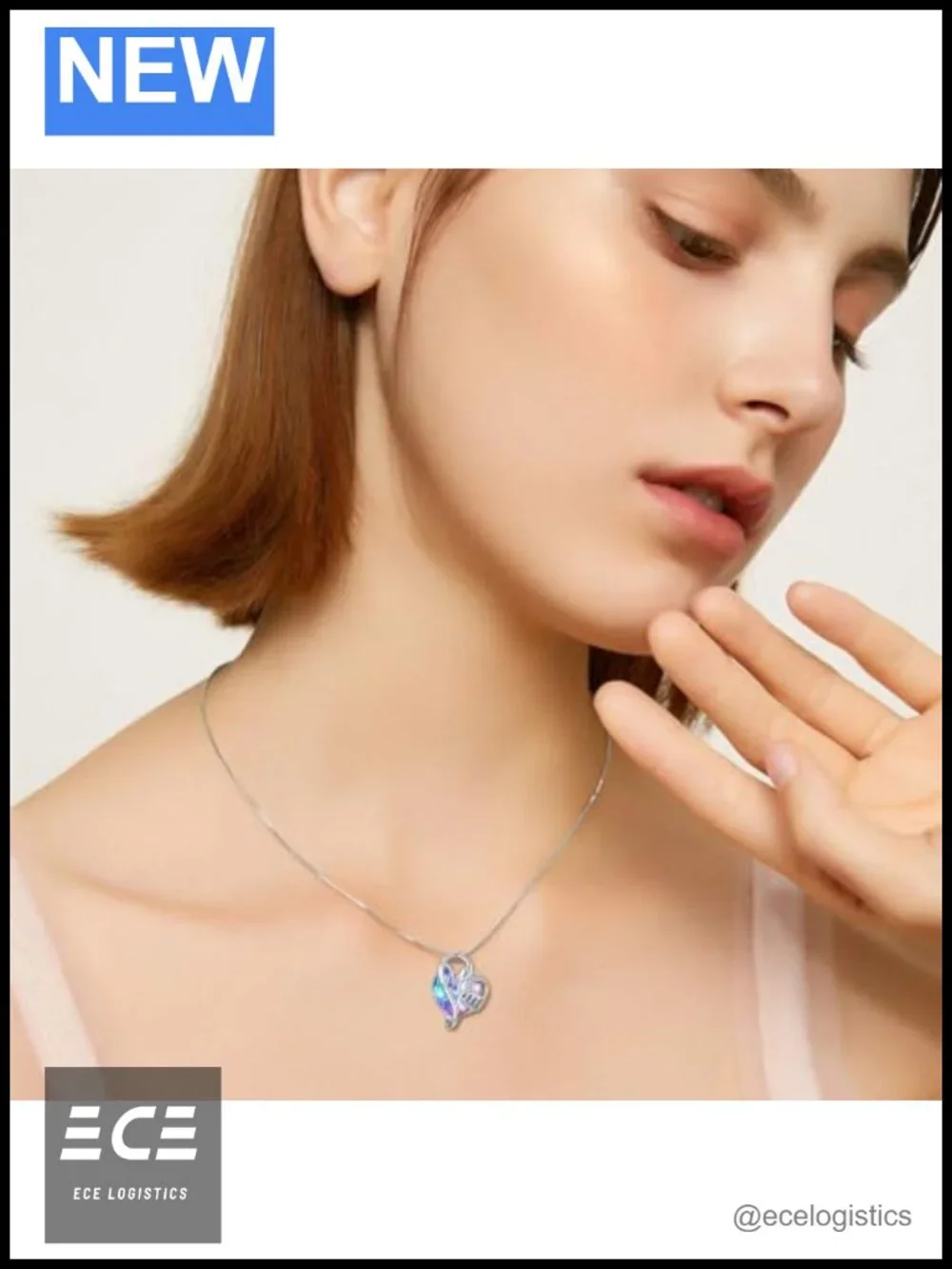 925 Sterling Silver MOM Necklace Heart Crystal Pendant 18